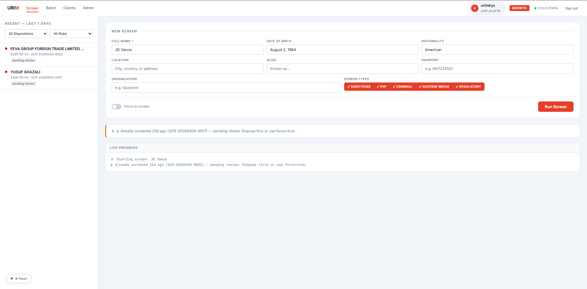 Duplicate screen detection